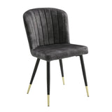 Modern Design Home Furniture Chairs Set of 2, Charcoal-hued Velvet Upholstery Channel Tufting Black B011P199726