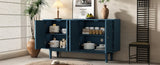 TREXM Modern 4-door Sideboard with Convex Pattern Doors and 2 Silver Handle for Living Dining GL-N715P183105M
