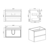 ZNTS Alice-30W-102,Wall mount cabinet WITHOUT basin,Gray color,With two drawers W1865110045