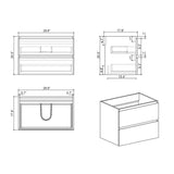 Alice-30W-102,Wall mount cabinet WITHOUT basin, Gray color, With two drawers, Pre-assembled W1865110045