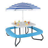 Kids Picnic Table Outdoor Activity Table With Umbrella -White 04049957