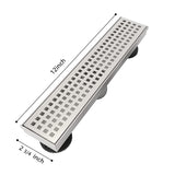 12 Inches Linear Shower Drain with Removable Quadrato Pattern Grate, 304 Stainless Shower Drain W928P199565