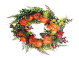17.71 Inch Fall Artificial Wreath, PE Autumn Wreath with Pumpkins Berries and Leaves, Seasonal 44926603
