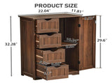 Walnut-colored bathroom tall cabinet MDF with melamine finish 22.04*11.81*32.28in 4 drawers, 1 57421741