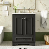24'' Bathroom Vanity with Ceramic Sink Combo, Modern Freestanding Storage Cabinet with Silver N710P194893B