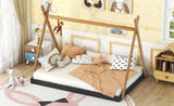 Full Size Tent Floor Bed with Triangle Structure, BlackBrown WF307379AAB