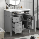 30'' Bathroom Vanity with Top Sink, Modern Bathroom Storage Cabinet with 2 Drawers and a Tip-out N710P206904E