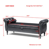 63" PU Upholstered End of Bed Bench Flip Top Entryway Ottoman with Safety Hinge Storage Rectangular W111794397
