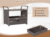 Handwoven PE Rattan Outdoor Bar with Tempered Glass Top & Drawer, 4 Wheels with Brakes Serving 78530937