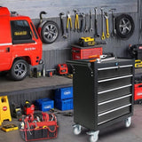 5-drawer metal rolling tool cabinet, storage toolbox with brake wheels, toolbox with lock, suitable W3267P307524