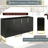 Modern sideboard with Four Doors, Metal handles & Legs and Adjustable Shelves Kitchen Cabinet 51001314
