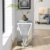 Inverted triangular mirror square, crystal diamond inlaid coffee, silver glass side W1005P189513