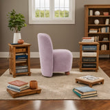 Modern Low Back Accent Chair, Upholstered Armless Living Room Chairs, Round Pine Wood Feet, for N817P224950P