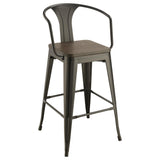 Dark Elm and Matte Black Bar Height Stool B062P153516