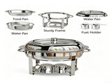 2pcs Stainless Steel Glass 6L Viewable Disassembly Buffet Stove, Oval Shape, Silver 81833216