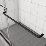 ZNTS Bypass shower door, sliding door, with 1/4" tempered glass and Matted black finish W2122131032