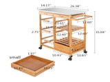 Moveable Kitchen Cart with Stainless Steel Table Top & Three Drawers & Three Baskets Burlywood 38657513