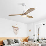 52 Inch Indoor Ceiling Fan With Dimmable Led Light 3 Solid Wood Blades Remote Control Reversible DC W882P296748