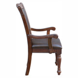 Traditional Style Dining Armchairs Set of 2pc Upholstered Seat Brown Cherry Finish Wooden Furniture B011122273