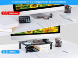 Adjustable Monitor Riser Stand, 3Level Height Adjustable Metal Monitor Stand with Ventilated Mesh 05957790