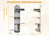 Door Hanging Cat Tree 5-Level Height Adjustable 4-Tier Climber No-Drill for Apartment Grey 62993230
