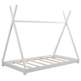 Twin Size House Platform Bed with Triangle tructure,White WF283047AAK