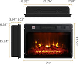 23" Electric Fireplace, 3DInfrared Black Fireplace Electric Insert Heater, with IR Remote Control, 92000032