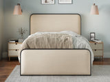 Modern Metal Bed Frame with Curved Upholstered Headboard and Footboard Bed with Under Bed Storage, N701P229015B
