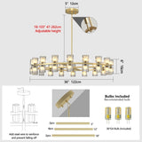 Modern 36" Gold Round Chandelier Light Fixture, K9 Crystal Chandeliers for Room, Living Room, W1340P310781