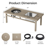 3-in-1 Coffee Table with Ice Bucket and Fire Pit - Beige B082134957