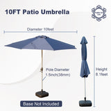 10FT Patio Umbrella, Outdoor Table Umbrella with Push Button Tilt and Crank, UV Protection W1859P195941