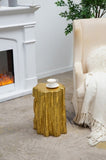 13.5x13x20" Unique Golden Tree Trunk Stool, Antique Gold Distressed Accent Side Table W2078P282133