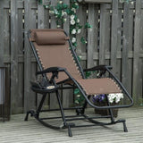 Outdoor Rocking Chairs, Foldable Reclining Zero Gravity Lounge Rocker w/ Pillow, Cup & Phone Holder, W2225142473