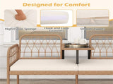 2-Person Outdoor PE Rattan Loveseat with Tempered Glass Coffee Table, 800 LBS Seat Capacity for 29916587