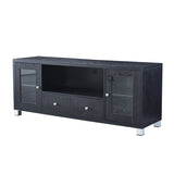 Wood TV stand Media Console with Storage Cabinet for Living Room, Bedroom, Black- Wood Grain Finish W965P156184