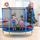 ZNTS 5.5FT Trampoline for Kids - 65" Outdoor & Indoor Mini Toddler Trampoline with Enclosure, Basketball 06871922