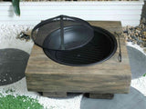 Wood-Fueled Outdoor Fire Pit with Wood Grain Design W2734P228321