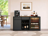 51.2" Modern Fluted Bar Cabinet with Fridge Compartment 88982162