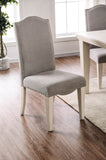 Transitional Style Antique White Frame Set of 2pc Side Chairs Gray Fabric Parson Chair Camel Back B011P208978