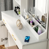 32'' Wide Makeup Vanity Desk with Lighted Mirror and Power Outlet, Dressing Table with Large Storage W2887P284258