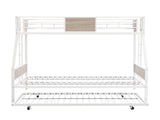 Twin Over FULL Metal Bunk Bed with Trundle 2 - Side Ladder and Full-Length Guardrail, No Box Spring W311133416