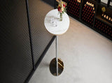 Rock slab circular tabletop non adjustable bar table, bar table with silver legs W2920P443468