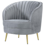 ZNTS Grey and Gold Upholstered Tufted Chair B062P145585