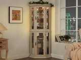 Lighted Corner Curio Cabinet - Glass Display Shelf with Tempered Glass Doors, Adjustable Shelving, W1758P300131