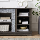 Mantel Stone TV Media Stand with with Faux Stacked Stone Surround, Modern Entertainment Console with W1758P187683