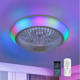 ZNTS 15 Inch RGB Dimmable Led Enclosed Ceiling Fan with Light Modern Bladeless 6 Speed Remote Control for 06607496