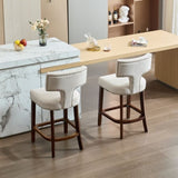 Mid Century Modern Counter Height Bar Stools Set of 2, Farmhouse Linen Fabric Upholstered Accent 23165077
