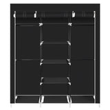 ZNTS 69" Portable Clothes Closet Non-Woven Fabric Wardrobe Double Rod Storage Organizer Black 23382400