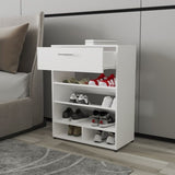 FM FURNITURE Onawa Modern Shoe Rack with Drawer, White B128P293860