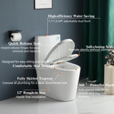 One-Piece Toilet, 1.1/1.60 GPF Water-Efficient Dual-Flush Elongated Comfort Height Floor Mounted, W1573P201343